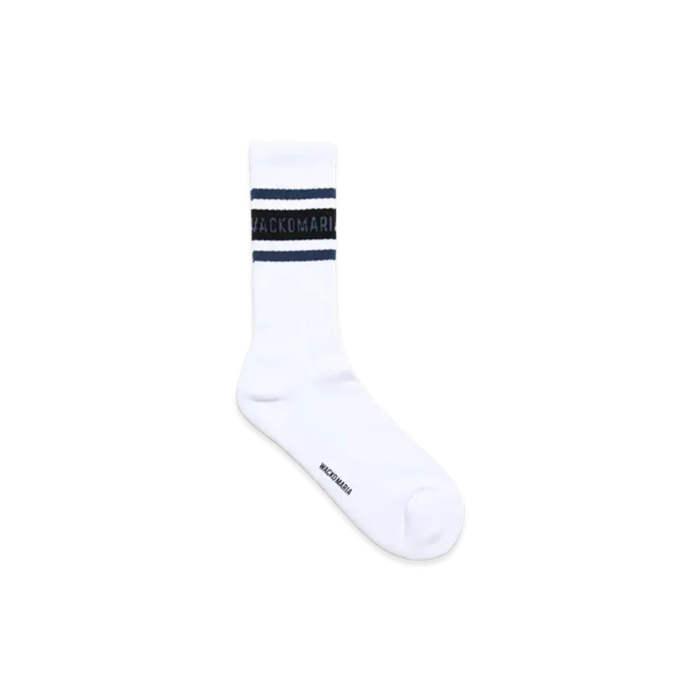 WACKO MARIA Sports Socks "White/Navy"