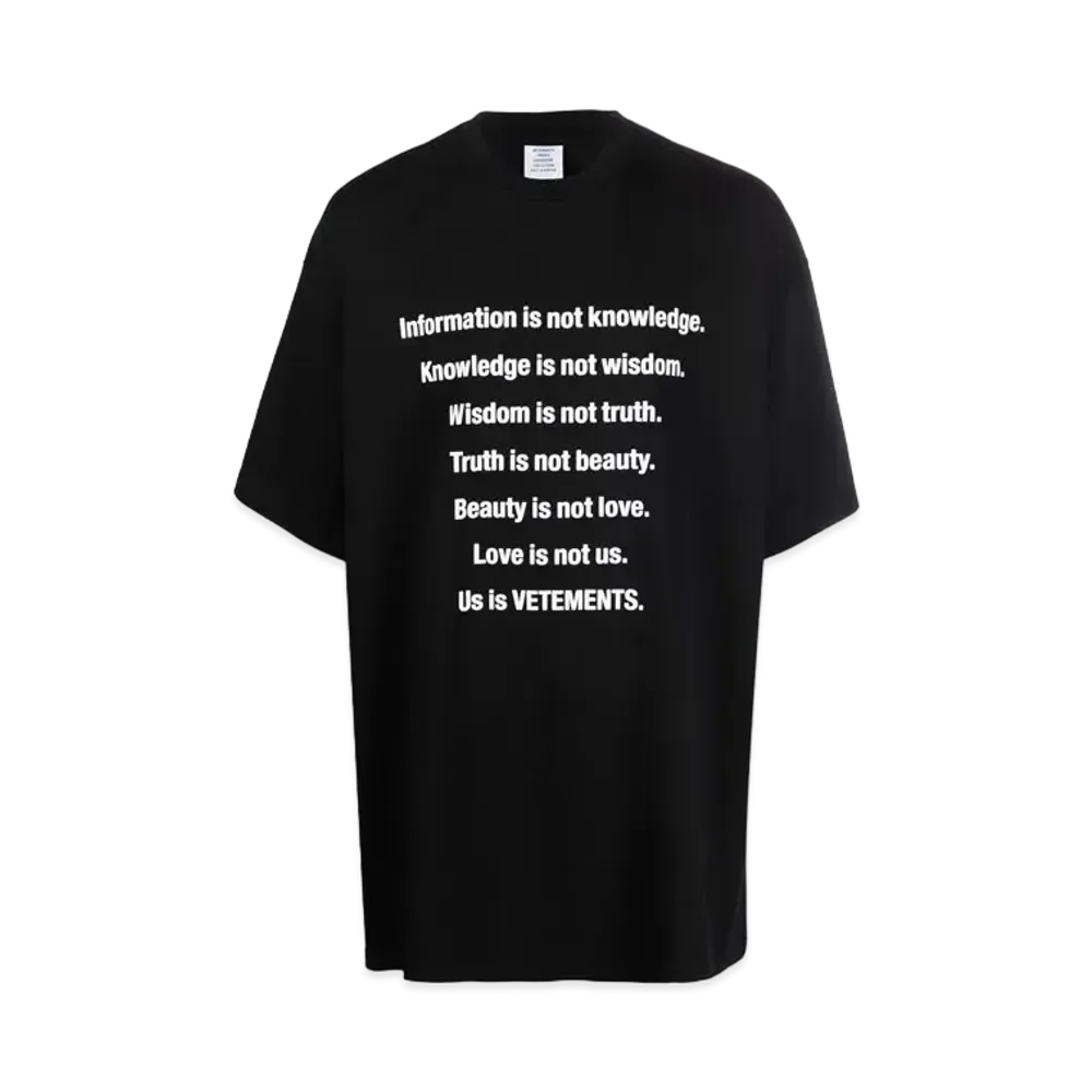 VETEMENTS Information Print ed T-shirt "Black"