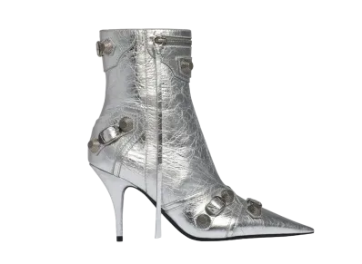 BALENCIAGA Women's Cagole 90mm Bootie Metallized "Silver"