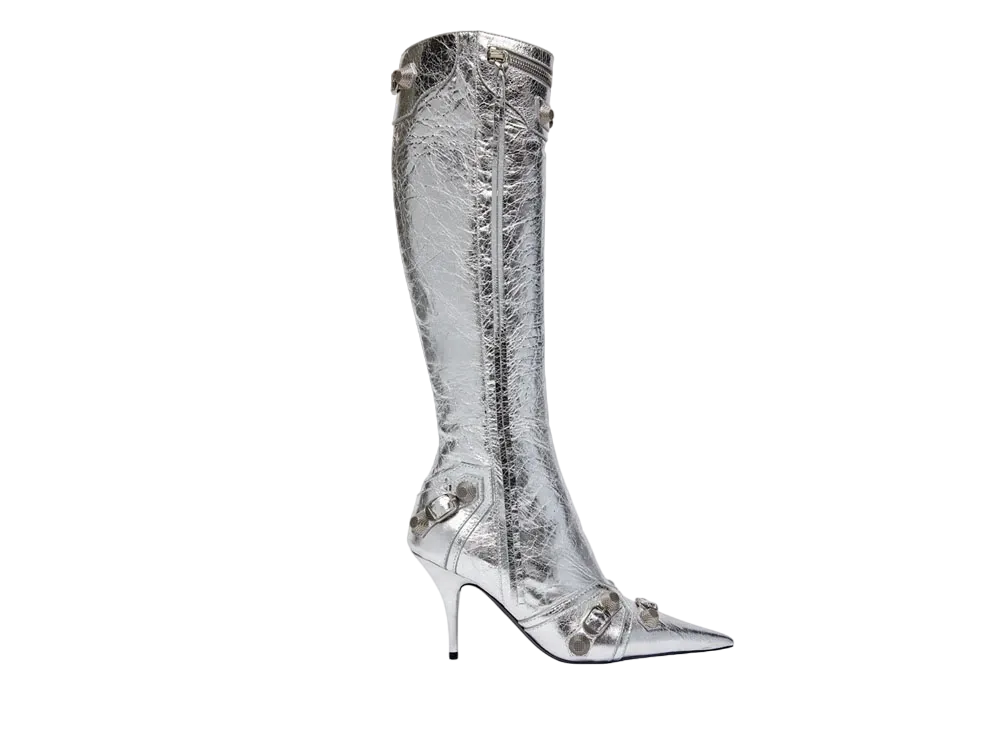 BALENCIAGA Women's Cagole 90mm Boot Metallized "Silver"