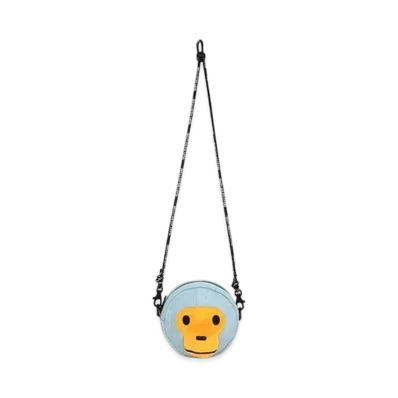 A BATHING APE Baby Milo Face Denim Cross Bag "Light Indigo"