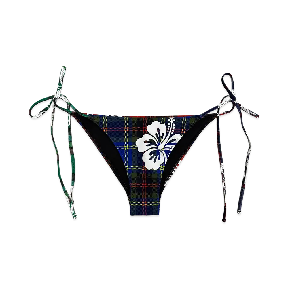 ALWAYTH Women's Tartan Hibiscus Bikini Bottom "Navy"