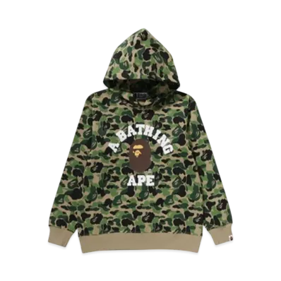 A BATHING APE Abc Camo College Pullover Hoodie "Green"