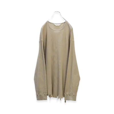 ANCELLM Damage Waffle Crew LS T-Shirt "Greige"