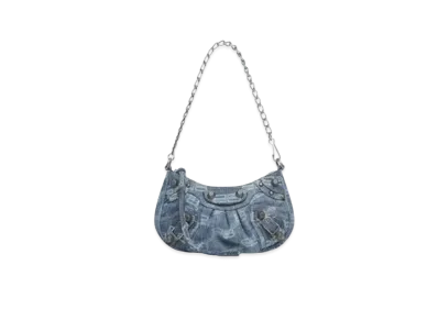 BALENCIAGA Le Cagole Mini Bag with Chain BB Monogram Bleach Denim "Blue"