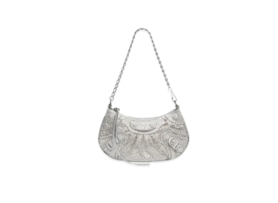 BALENCIAGA Le Cagole Mini Bag with Chain Rhinestone Decoration "Silver"