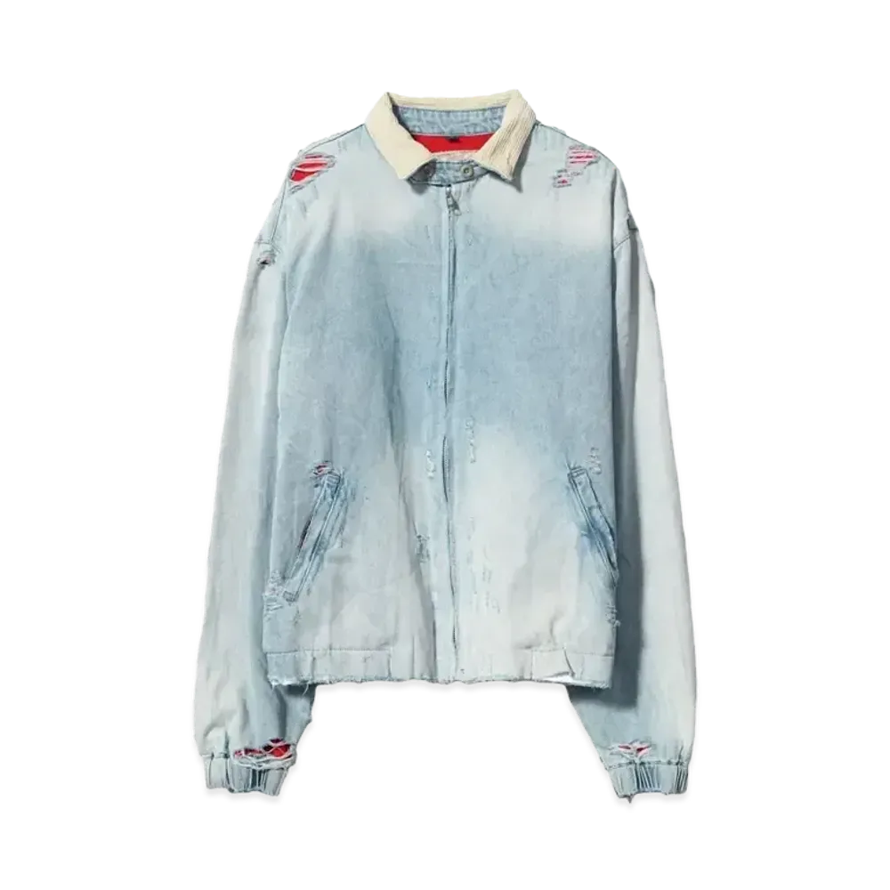 Basketcase GRIFTER, distressed work jacket "LIGHT BLUE/RED"