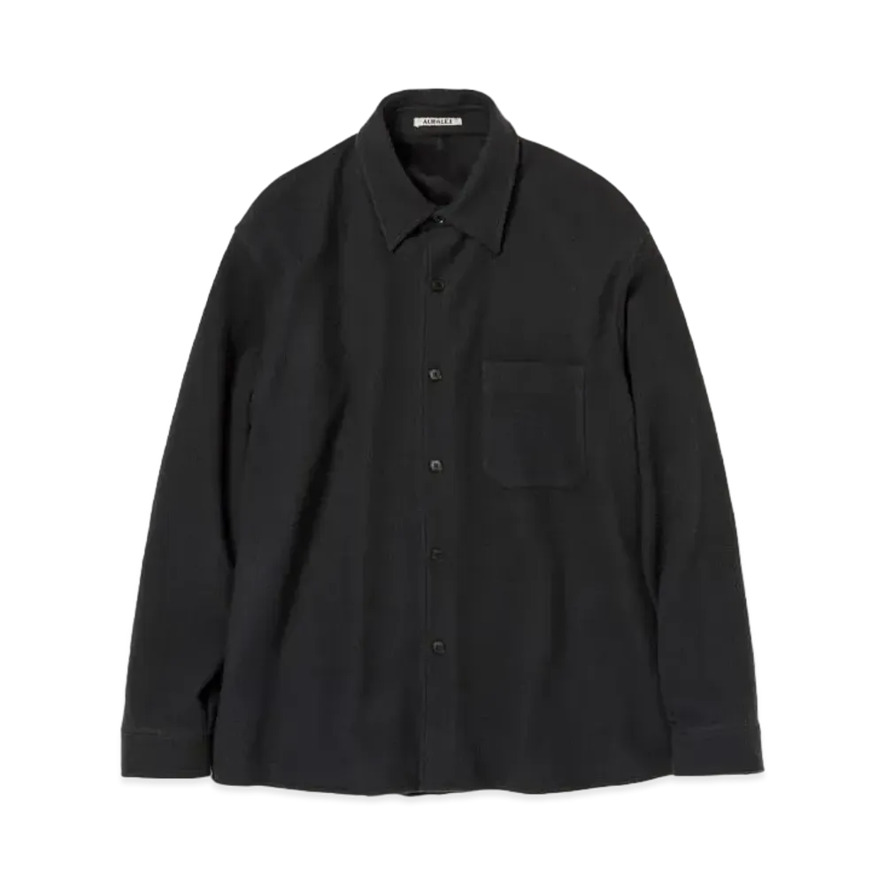 AURALEE Brushed Super Fine Wool Flannel Shirt "Ink Black"
