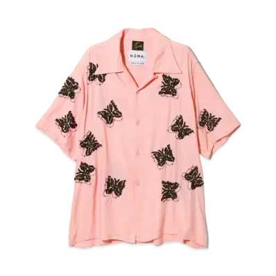 Needles x NOMA t.d. S/S One-Up Shirt-Papillon Embroidery "Pink"