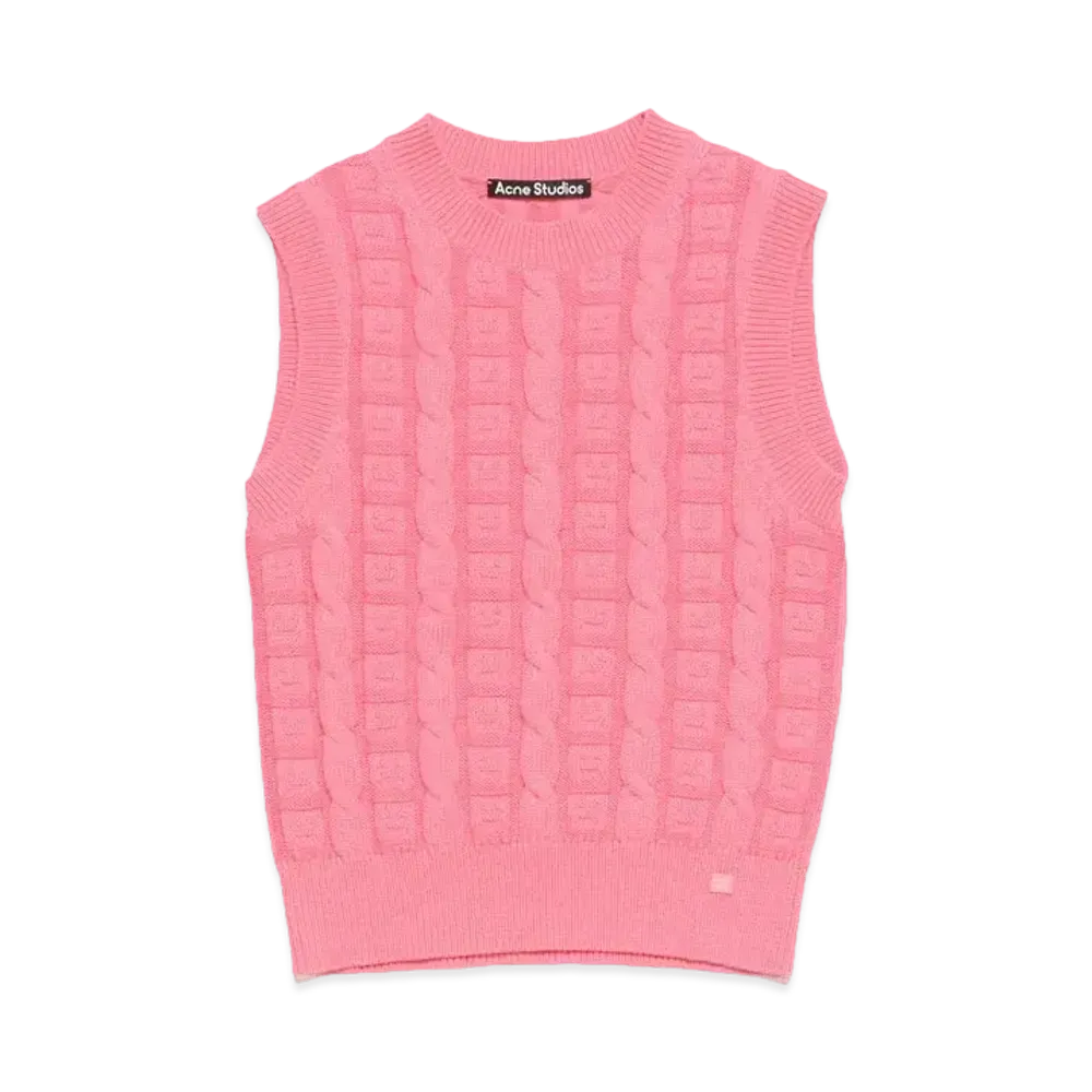 Acne Studios Cable Wool Sleeveless Jumper "Tango Pink"