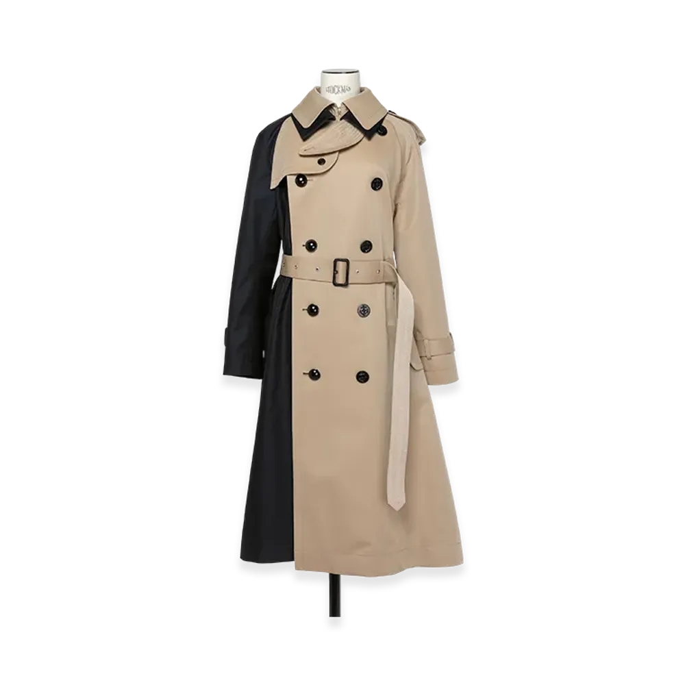 sacai Cotton Gabardine Coat "Navy/Beige"