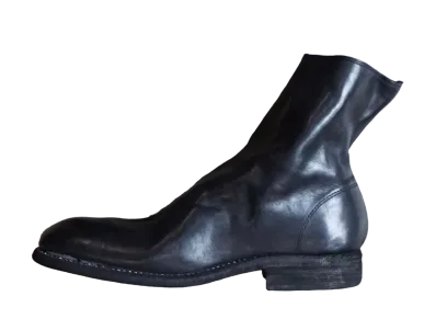 GUIDI Side Zip Low Boots Horse Full Grain Leather "Black" 696 Leather Sole