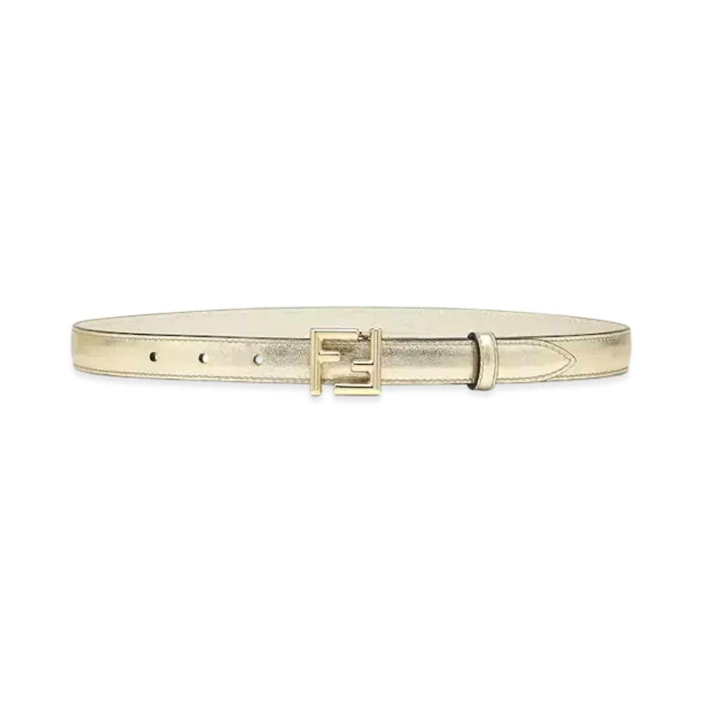 FENDI FF Belt Metallic Leather Belt "Gold"