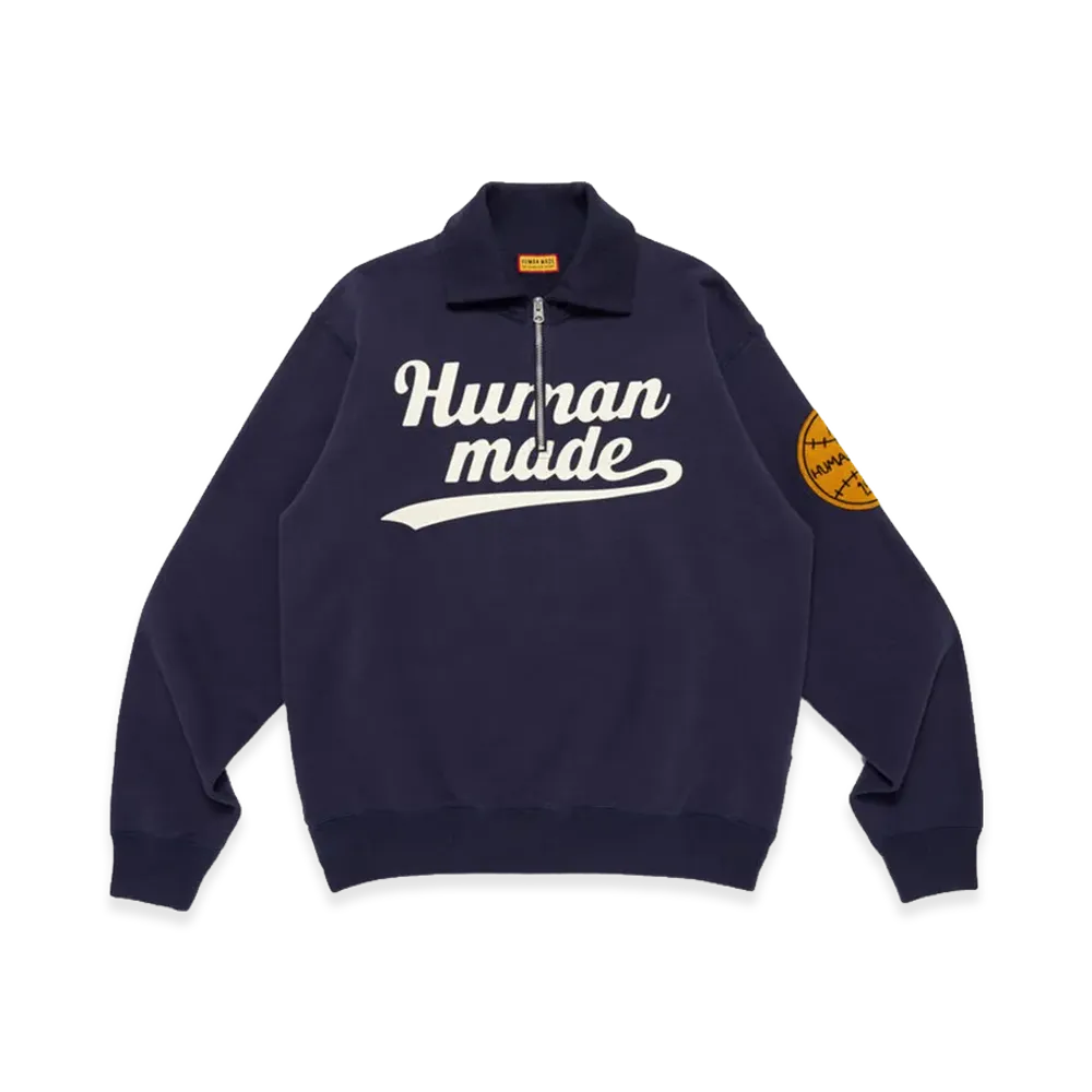 HUMAN MADE Half-Zip Sweatshirt "Navy"