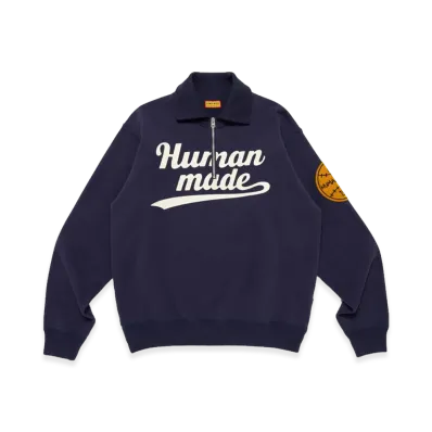 HUMAN MADE Half-Zip Sweatshirt "Navy"