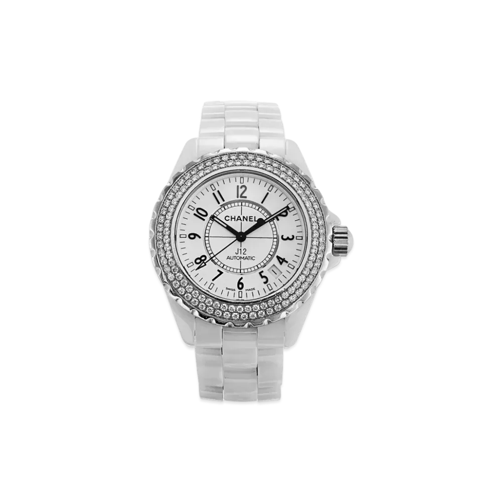 CHANEL J12 Ceramic 38mm Diamond Bezel "White"