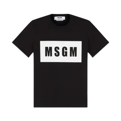 MSGM Crew Neck T-Shirt With MSGM Box Logo "Black"