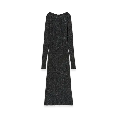 AURALEE Women's Cashmere Nep Knit Dress "Mix Black"