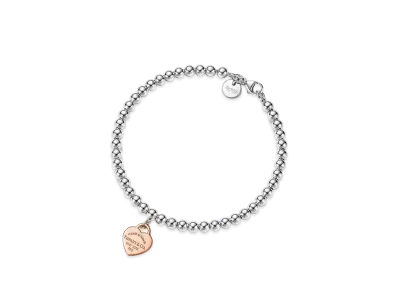 Tiffany & Co. Return to Tiffany Heart Tag Bead Bracelet 18K "Silver/Rose Gold"