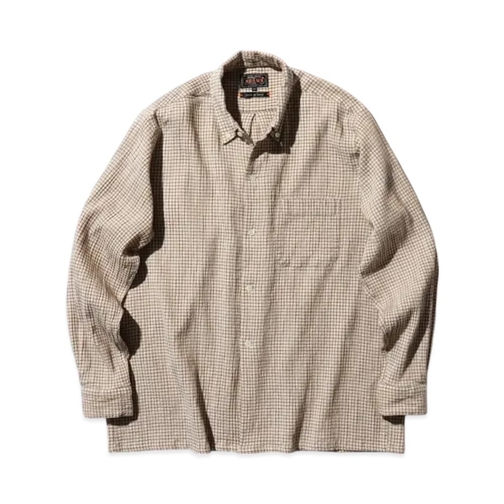 BEAMS Open B.D. Plaid "Beige"