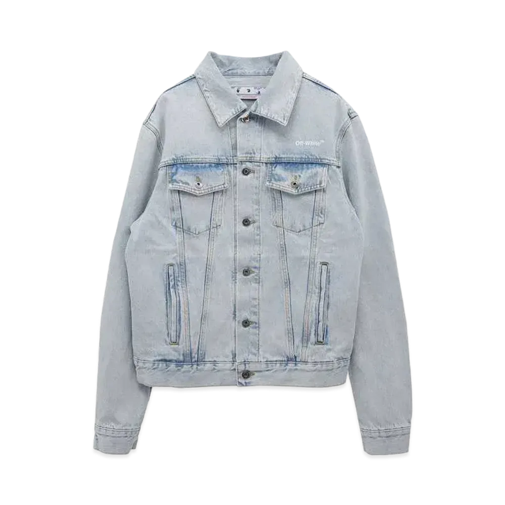 OFF-WHITE c/o Virgil Abloh MENS DIAG TAB SLIM DENIM JACKET "Bleach Blue"