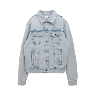 OFF-WHITE c/o Virgil Abloh MENS DIAG TAB SLIM DENIM JACKET "Bleach Blue"