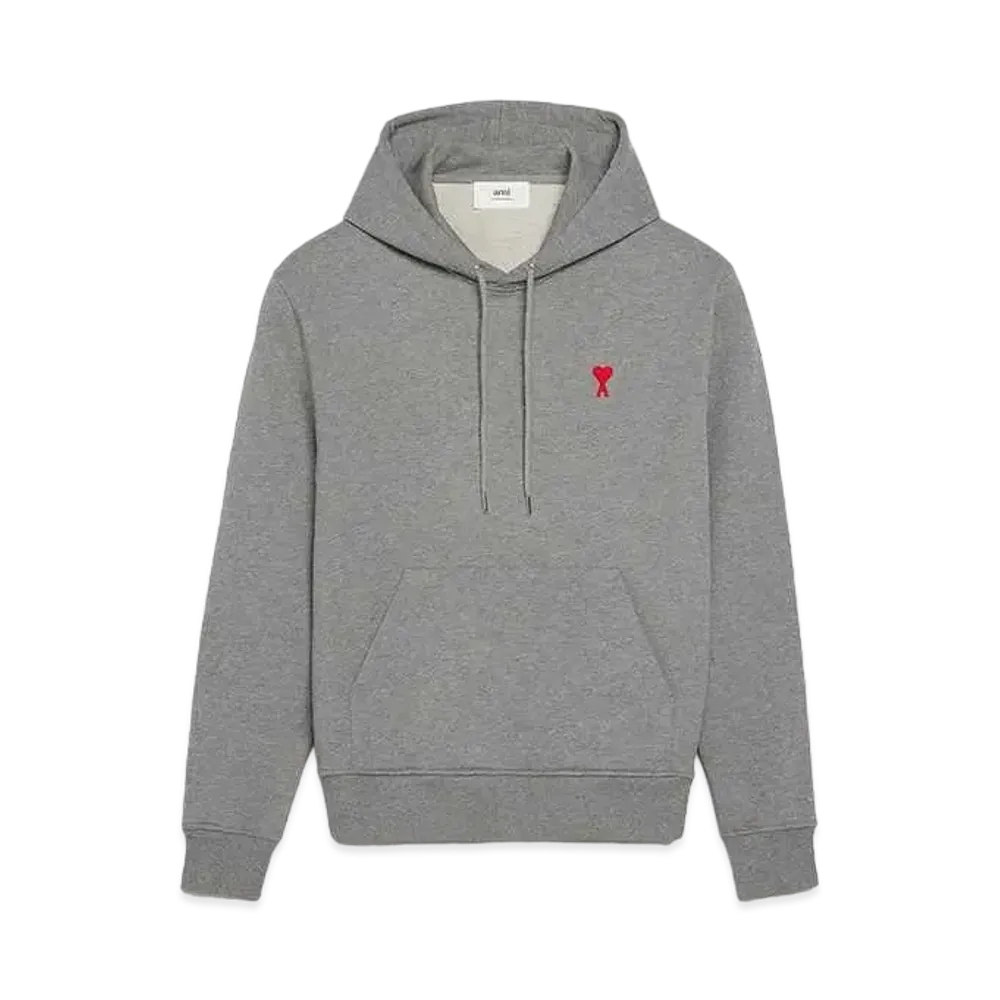 AMI PARIS Loop Back Cotton Fleece Classic Fit Parka "Heather Gray"