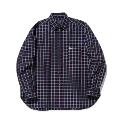 NEW ERA BLACK LABEL FW23 Long Sleeve Mini Check Oxford Shirt "Black"