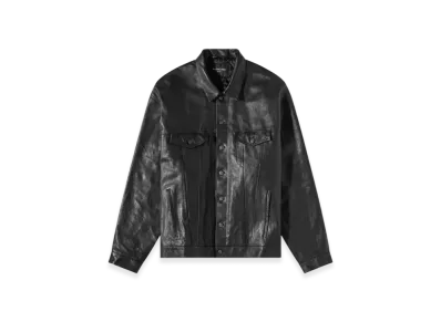 BALENCIAGA Buffalo Leather Padded Trucker Jacket "Black"