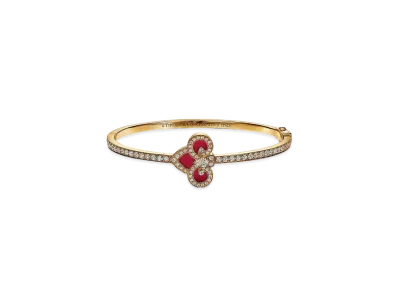 Tiffany & Co. Tiffany Fleur De Lis Bracelet Carnelian with Diamonds Small 18K "Yellow Gold"