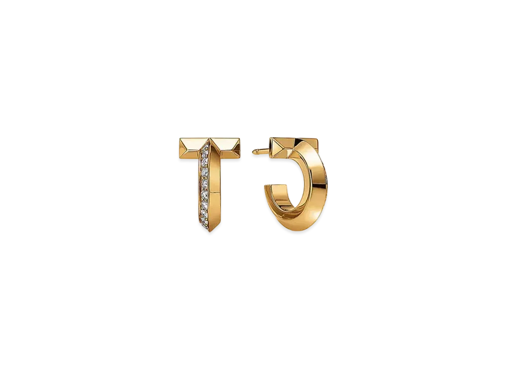 Tiffany & Co. Tiffany T T1 Hoop Earrings" Yellow Gold/Diamond"