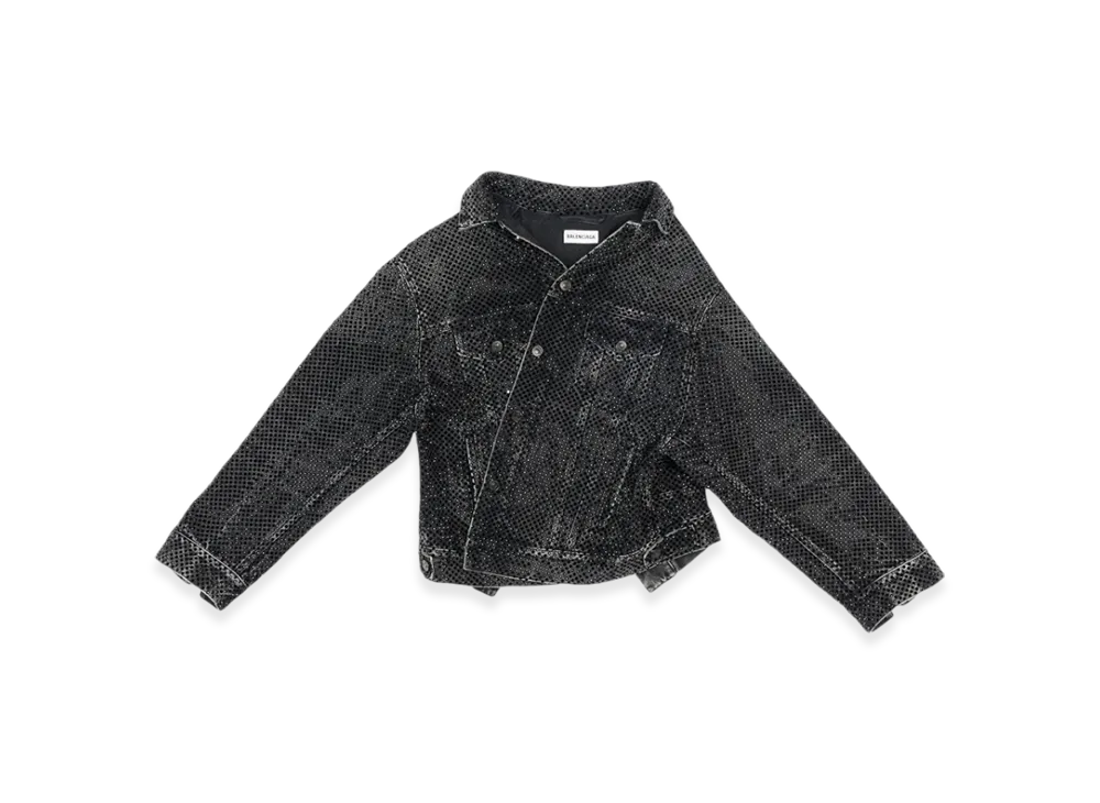 BALENCIAGA Women's Asymmetric Jacket with Rhinestones "Black"