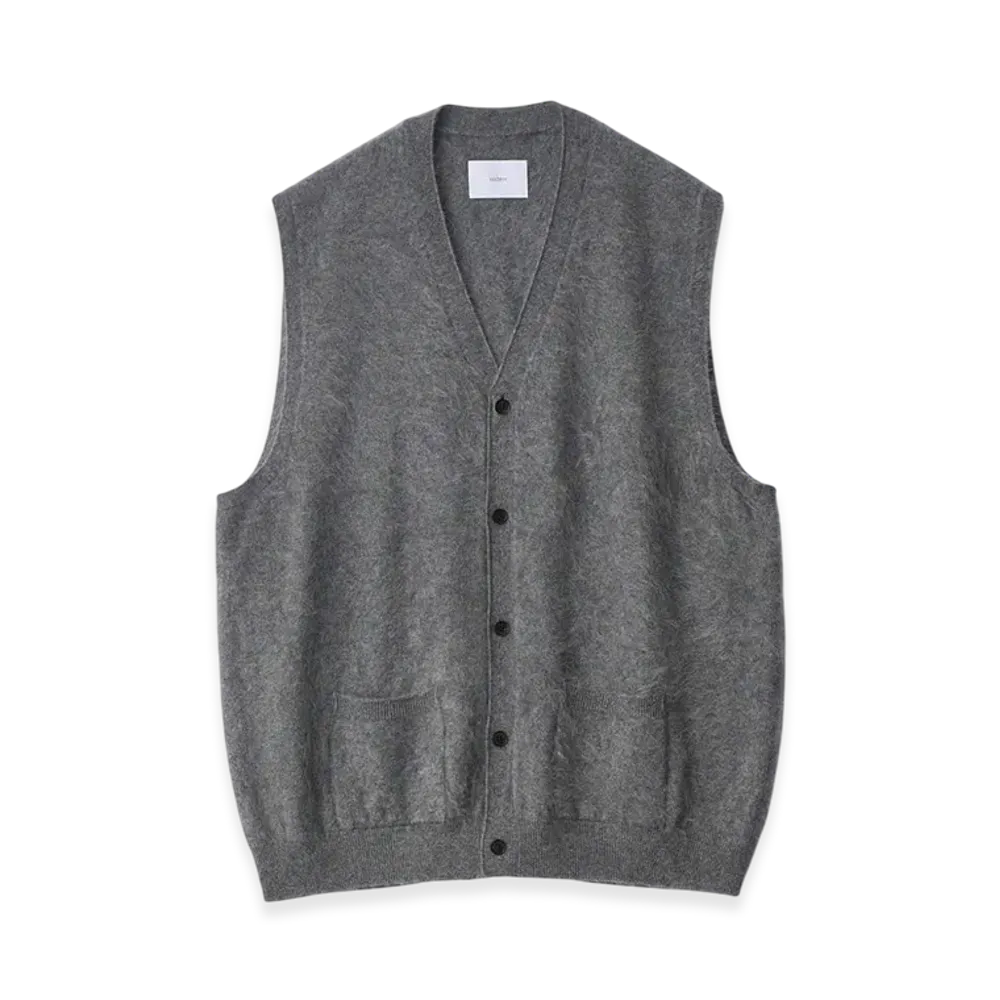 ssstein Cashmere Shaggy Knit Vest "Grey"