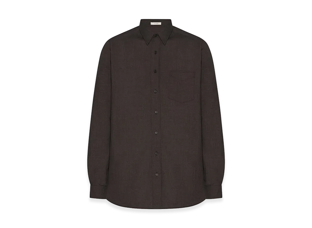 The Row Kardiff Wool Shirt "Dark Brown"