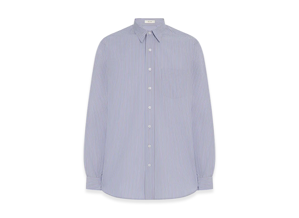 The Row Kardiff Cotton Shirt "Light Lavender/Brown"