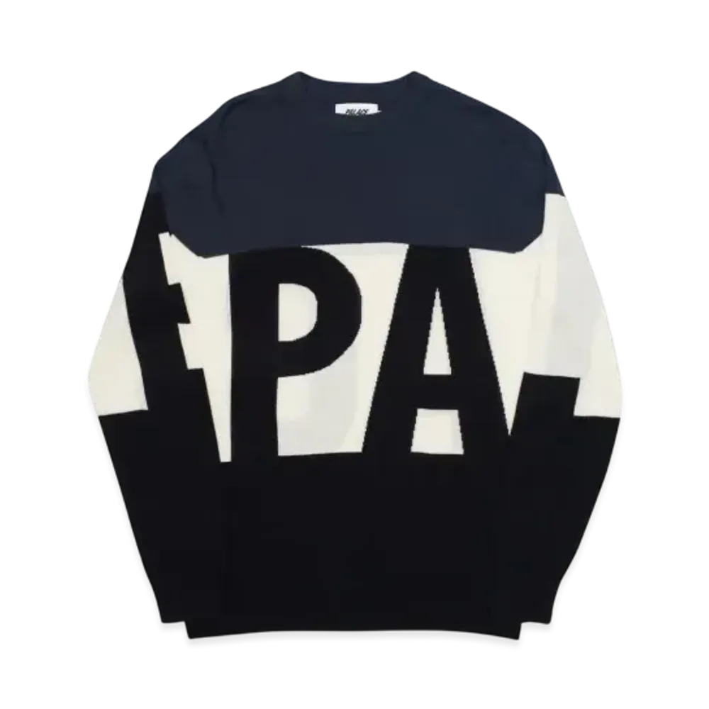 PALACE Jumbo Font Knit "Navy White"