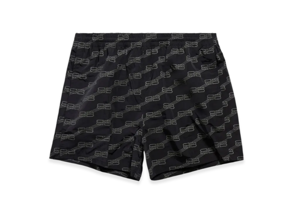 BALENCIAGA BB Monogram Swim Shorts "Black"