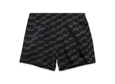 BALENCIAGA BB Monogram Swim Shorts "Black"