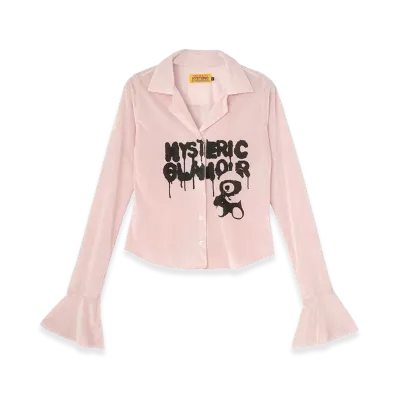 HYSTERIC GLAMOUR Women's Hysteric Teddy Bear Velour Tight Blouse "Pink"