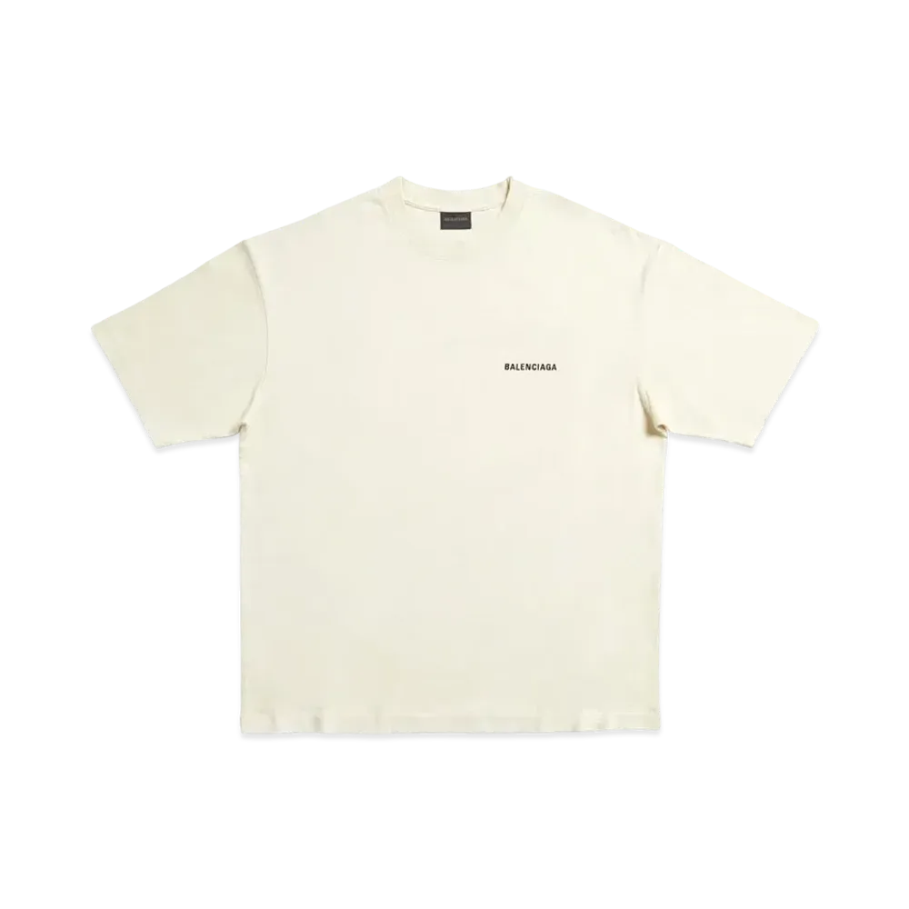 BALENCIAGA MENS Back T-shirt Medium Fit "Light Beige/Black"