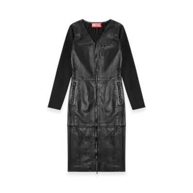 Diesel L-Ola Dress In Leather And Stretch Knit "Black"