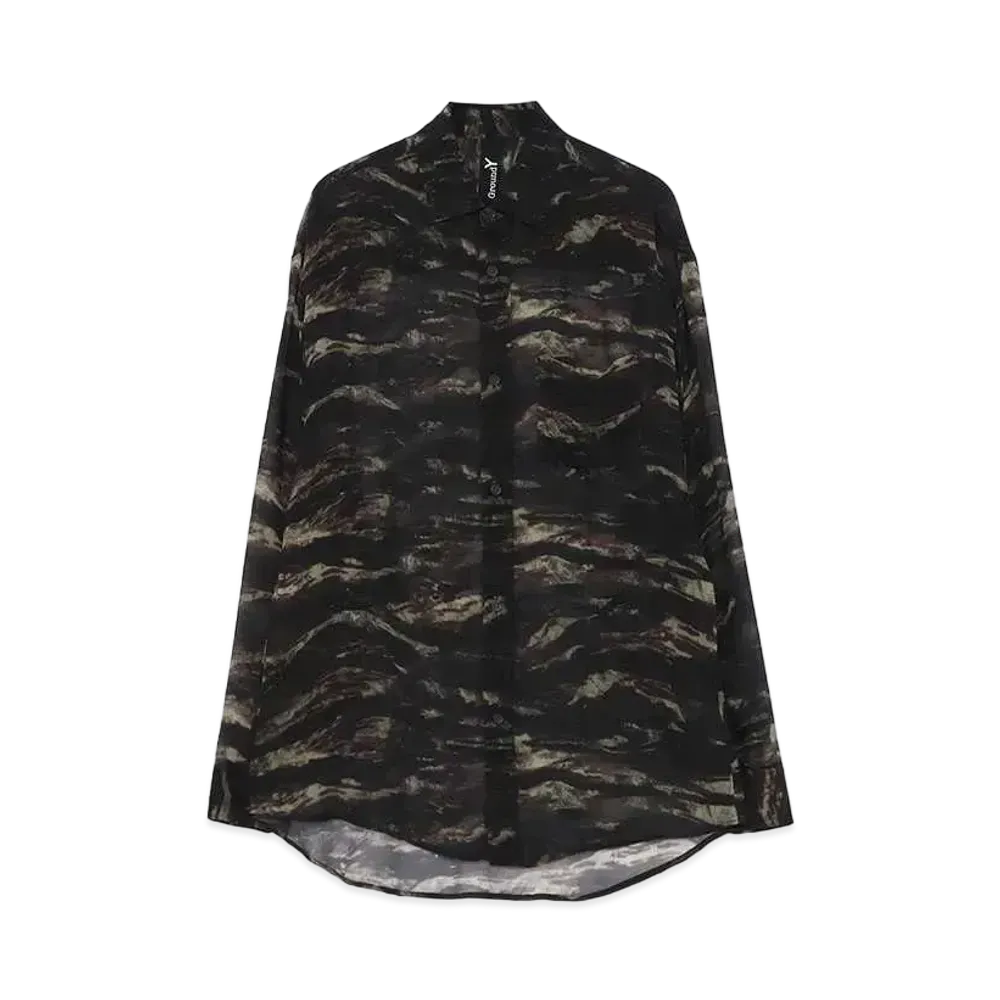 Ground Y Zebra Pattern Cupra Chiffon Big Sleeve Shirt "Khaki"