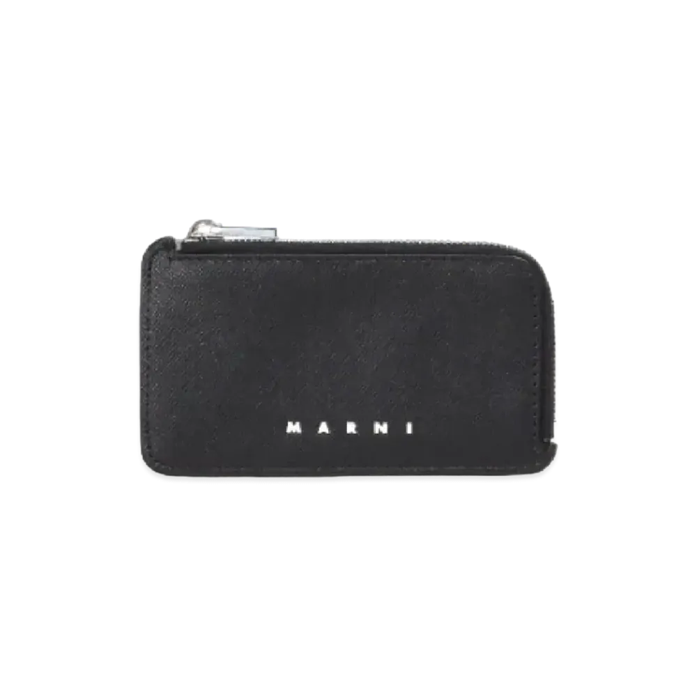 Marni Black Green Blue Leather Credit Card Case "Black"