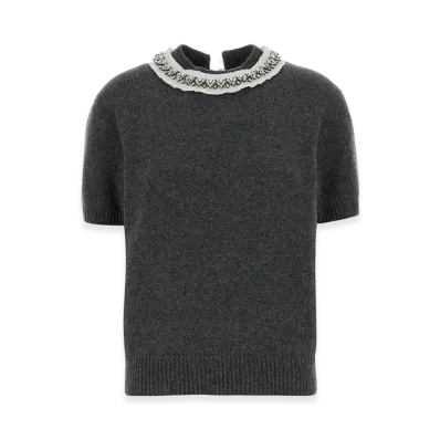 PRADA Women's Wool Blend Sweater "Dark Grey"
