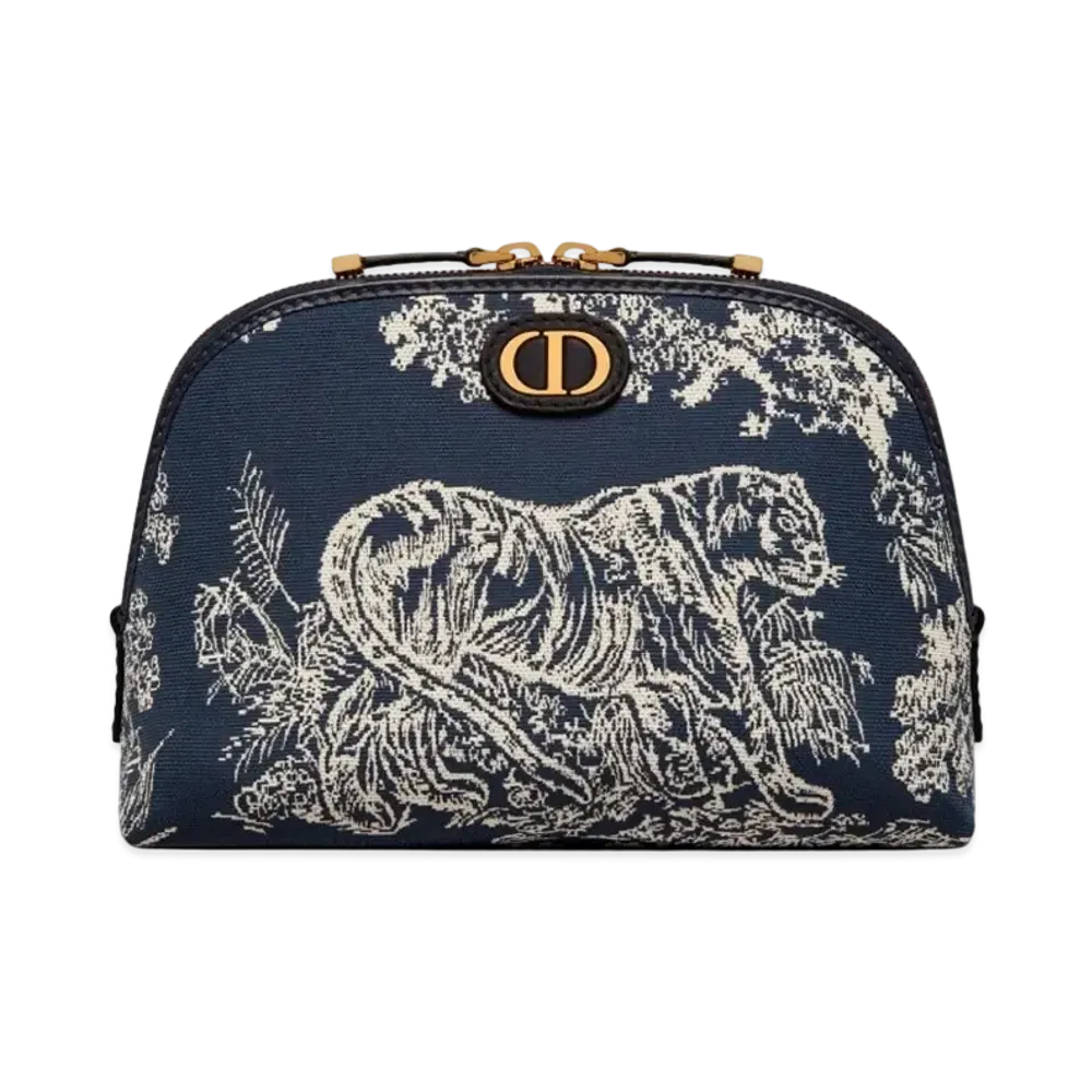 Dior 30 Montaigne Beauty Pouch Toile De Jouy Reverse Jacquard "Blue"