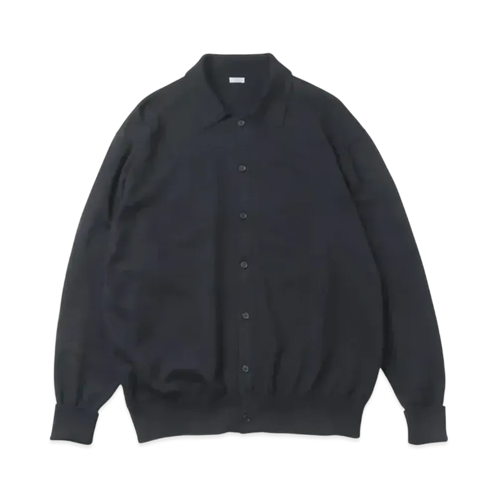 everyone Cotton Knit Polo Collar Cardigan "Black"