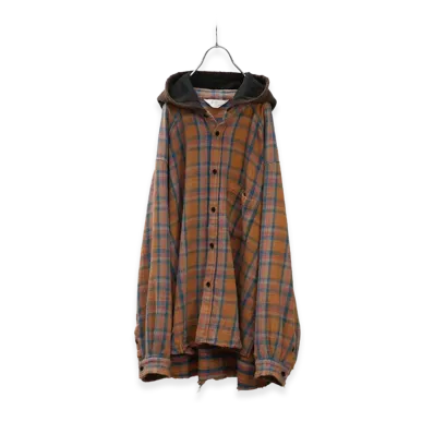 ANCELLM Nel Check Hoodie Shirt "Camel"