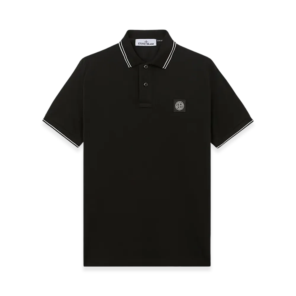 Stone Island 2SC18 Stretch Organic Cotton Pique Slim Fit S/S Polo Shirt - 24FW "Black"