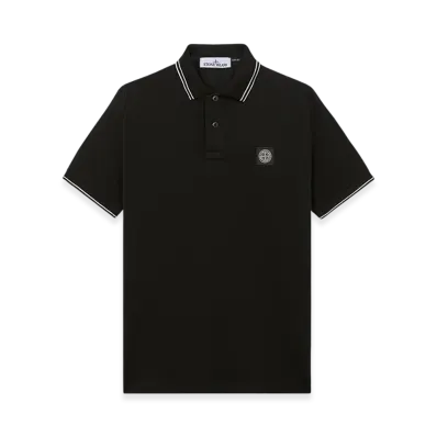 Stone Island 2SC18 Stretch Organic Cotton Pique Slim Fit S/S Polo Shirt - 24FW "Black"