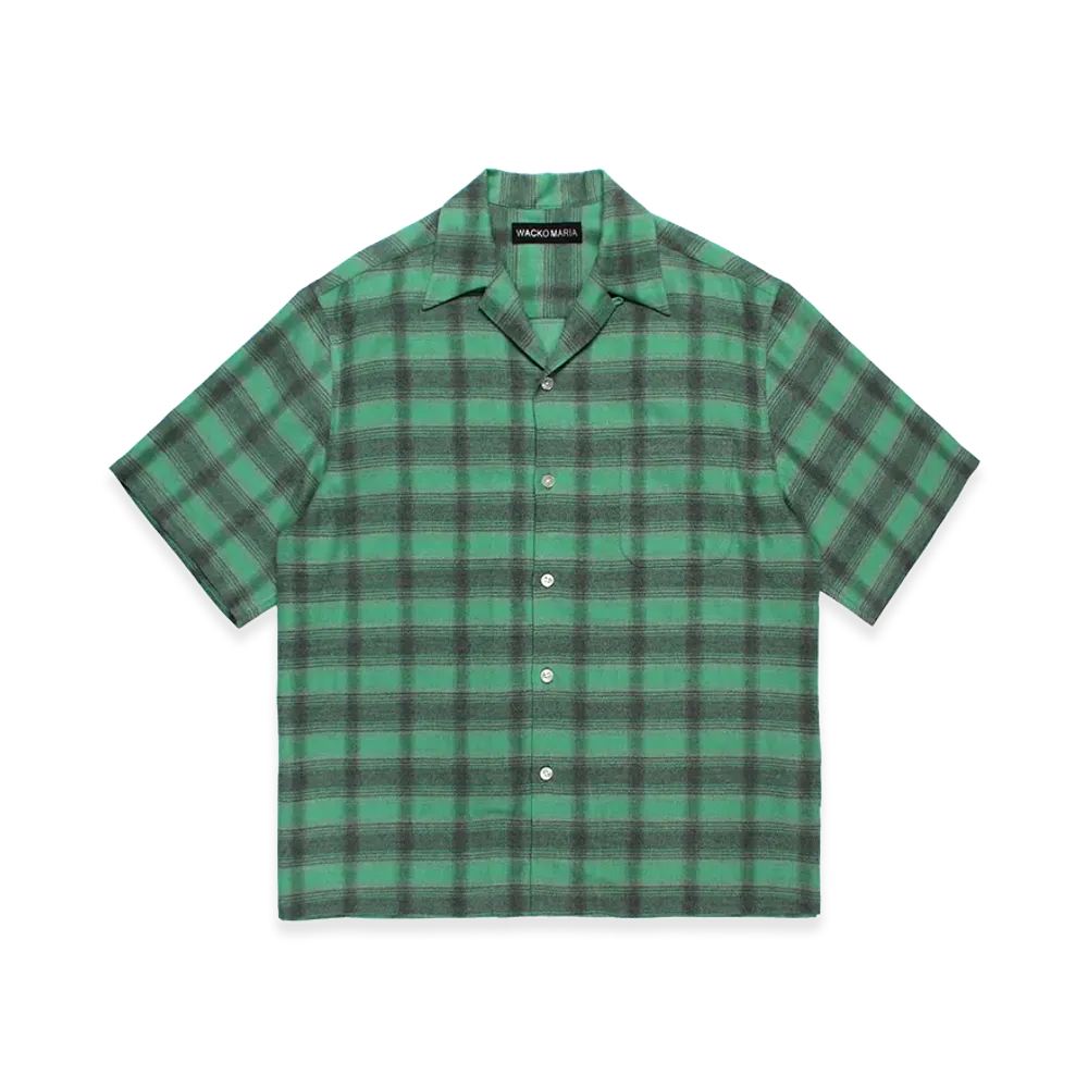 WACKO MARIA Ombre Check Open Collar Shirt "Green"